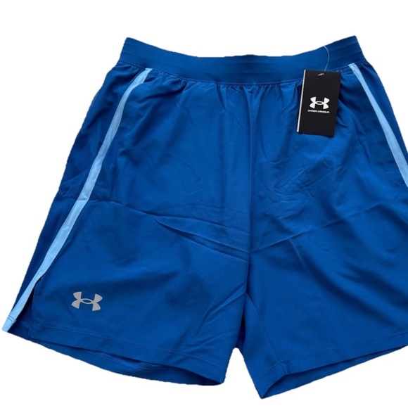 Under Armour UA Launch 7" Lined Blue Shorts Mens Medium M Fitted - Picture 1 of 5